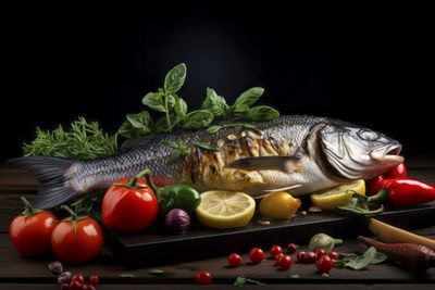 Close-up of seafood on table