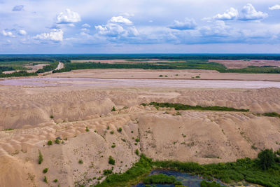 Sand quarry near the village of khromtsovo, ivanovo region, on a sunny summer day.