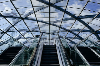 Modern glass roof over escolator and stairs