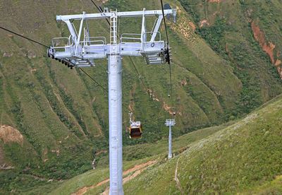 High angle view of overhead cable car on landscape