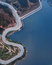 High angle view of mountain road against sky