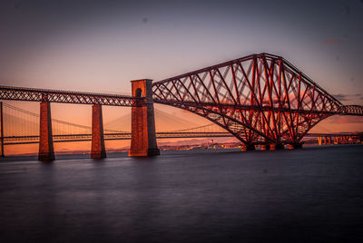 View of suspension bridge at night