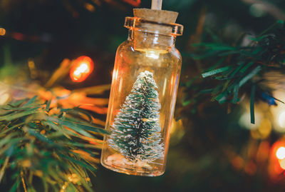 Close-up of glass jar on table