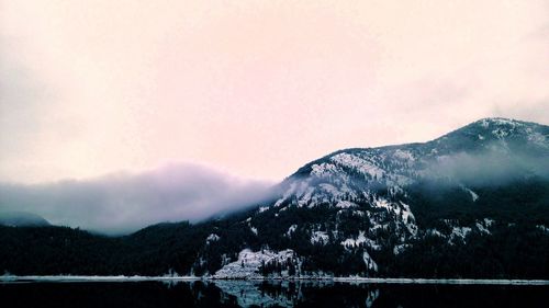 Scenic view of lake against clear sky during winter