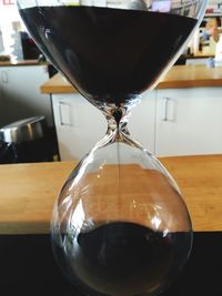 Hourglass on table