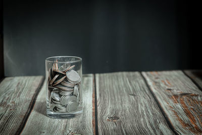 Close-up of empty glass on table