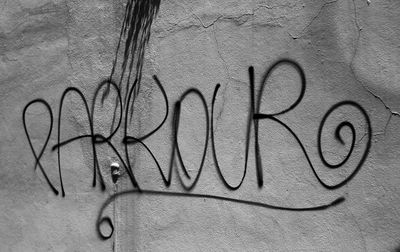 Close-up of graffiti on wall