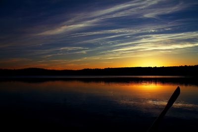 Scenic view of lake at sunset