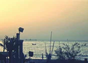 Scenic view of sea against clear sky