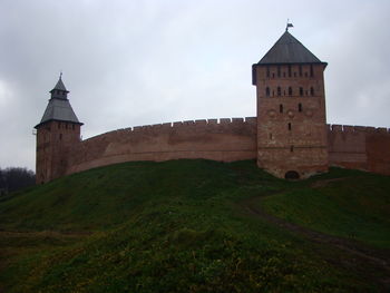 Ancient fortress against gray sky