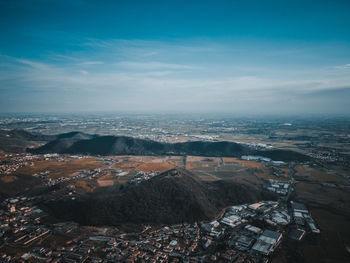 High angle view of townscape against sky