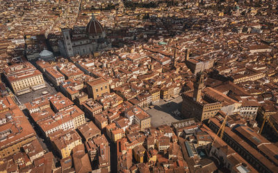 High angle view of buildings in city