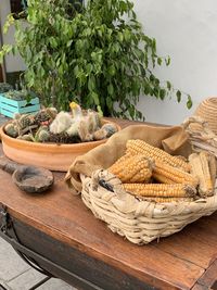 High angle view of food basket