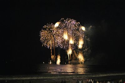 Firework display at night