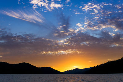 Scenic view of sunset over sea