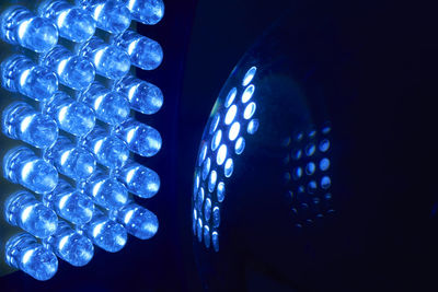 Close-up of blue illuminated led lights