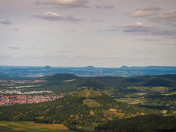 High angle view of landscape against sky