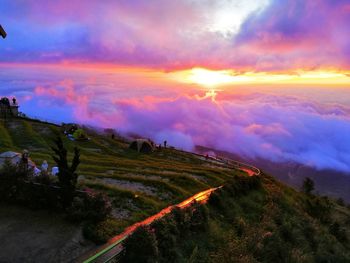 Scenic view of landscape against sky during sunset