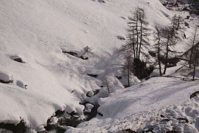 Scenic view of snow covered land