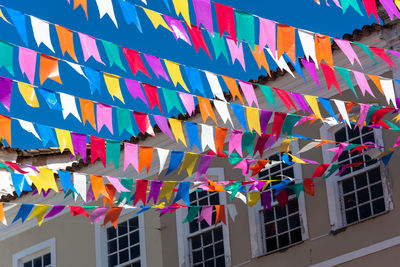  view of the old houses in pelourinho decorated for the sao joao festival in june. 