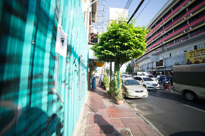 Cars on street amidst buildings in city