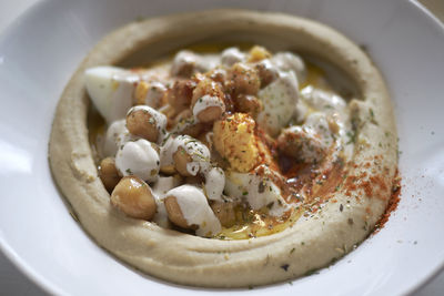 High angle view of food in plate