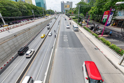 High angle view of traffic on road