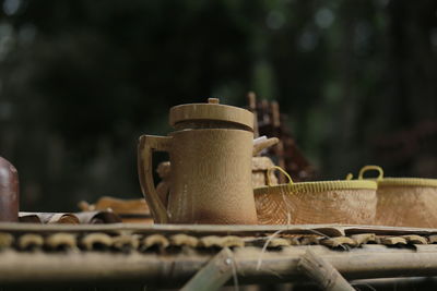 Close-up of coffee cup on table