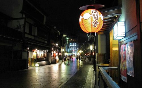 Illuminated street light at night