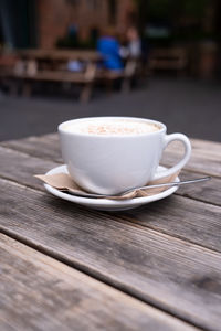 Close-up of coffee on table at cafe