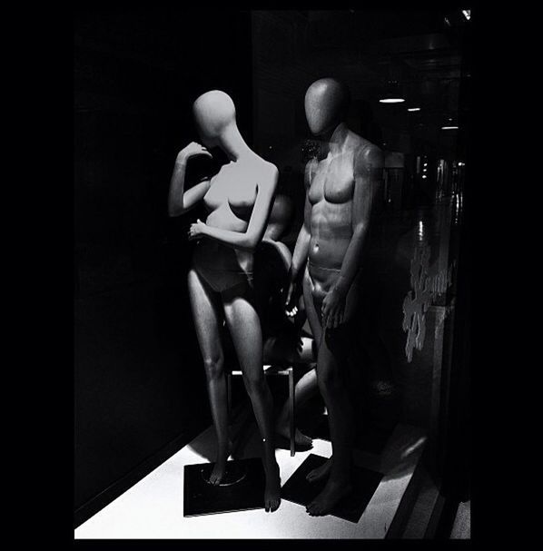 indoors, human representation, transfer print, auto post production filter, art and craft, art, statue, sculpture, creativity, hanging, mannequin, close-up, men, still life, in a row, day