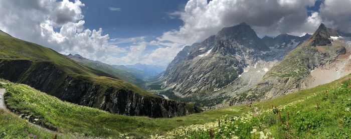 Panoramic view of mountains against sky