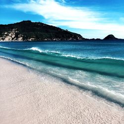 Scenic view of sea against cloudy sky