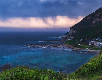 Scenic view of sea against sky during sunset