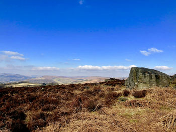 Peak district view in winter with clear sky