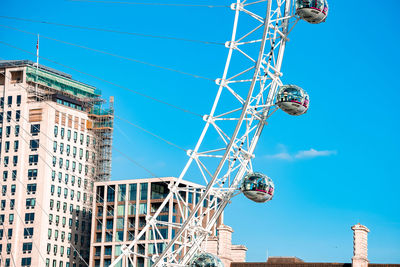 Close up view of the london eye in london.