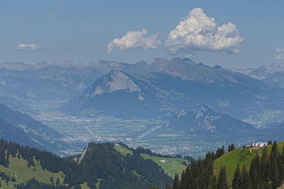 Panoramic view of landscape and mountains against sky