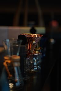 Close-up of wine glass on table