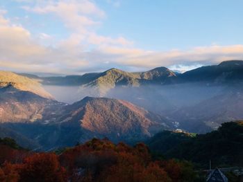 Scenic view of mountains against sky