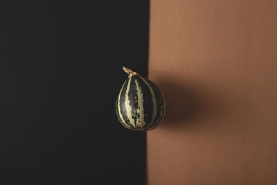 Close-up of pumpkin hanging on wall