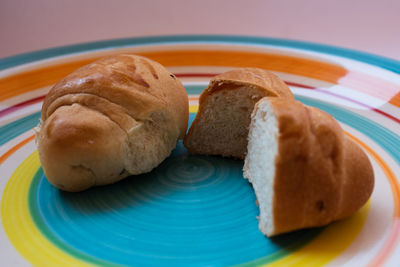 High angle view of breakfast in plate