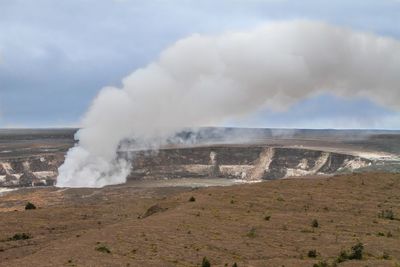 Steam emitting from crater at hawaii volcanoes national park