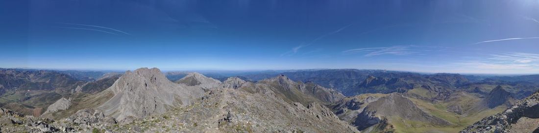 Panoramic view of landscape against blue sky