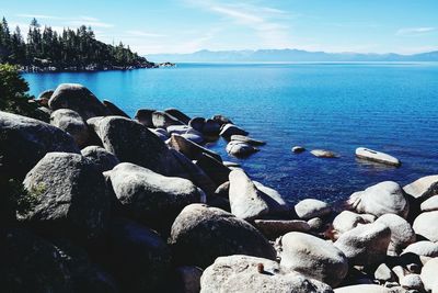 Scenic view of sea against clear sky