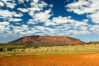 View of desert against cloudy sky