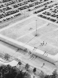 High angle view of people on sunny day