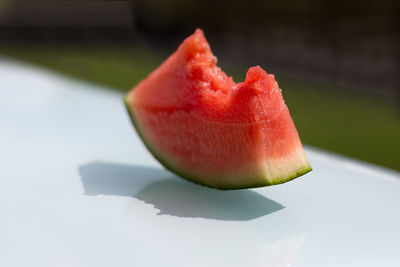 Close-up of fruit on plate