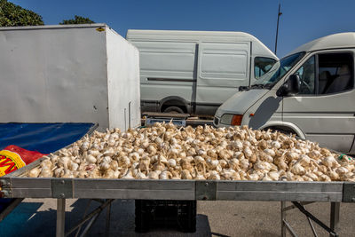 View of food and car against sky