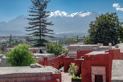 High angle view of townscape against sky