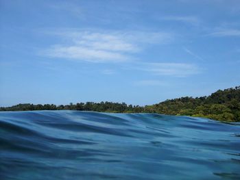 View of calm blue sea against sky